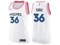 Women Nike Minnesota Timberwolves #36 Dario Saric Swingman White-Pink Fashion NBA Jersey