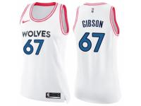 Women Nike Minnesota Timberwolves #67 Taj Gibson Swingman White/Pink Fashion NBA Jersey