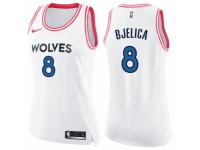 Women Nike Minnesota Timberwolves #8 Nemanja Bjelica Swingman White/Pink Fashion NBA Jersey