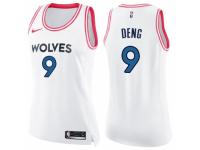 Women Nike Minnesota Timberwolves #9 Luol Deng Swingman White-Pink Fashion NBA Jersey