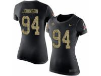 Women Nike Minnesota Vikings #94 Jaleel Johnson Black Camo Salute to Service T-Shirt