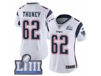 Women Nike New England Patriots #62 Joe Thuney White Vapor Untouchable Limited Player Super Bowl LIII Bound NFL Jersey