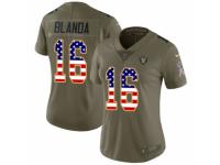 Women Nike Oakland Raiders #16 George Blanda Limited Olive/USA Flag 2017 Salute to Service NFL Jersey