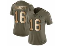 Women Nike Oakland Raiders #16 Jim Plunkett Limited Olive/Gold 2017 Salute to Service NFL Jersey