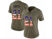 Women Nike Oakland Raiders #21 Sean Smith Limited Olive/USA Flag 2017 Salute to Service NFL Jersey