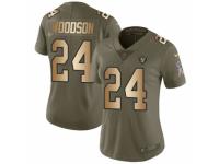 Women Nike Oakland Raiders #24 Charles Woodson Limited Olive/Gold 2017 Salute to Service NFL Jersey