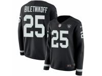 Women Nike Oakland Raiders #25 Fred Biletnikoff Limited Black Therma Long Sleeve NFL Jersey