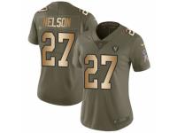 Women Nike Oakland Raiders #27 Reggie Nelson Limited Olive/Gold 2017 Salute to Service NFL Jersey