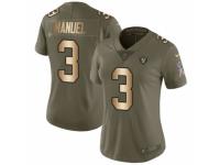 Women Nike Oakland Raiders #3 E. J. Manuel Limited Olive/Gold 2017 Salute to Service NFL Jersey