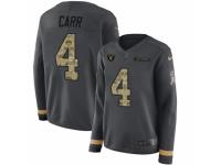 Women Nike Oakland Raiders #4 Derek Carr Limited Black Salute to Service Therma Long Sleeve NFL Jersey