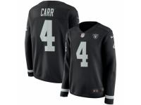 Women Nike Oakland Raiders #4 Derek Carr Limited Black Therma Long Sleeve NFL Jersey