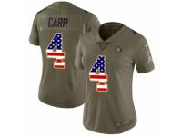 Women Nike Oakland Raiders #4 Derek Carr Limited Olive/USA Flag 2017 Salute to Service NFL Jersey