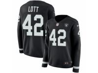 Women Nike Oakland Raiders #42 Ronnie Lott Limited Black Therma Long Sleeve NFL Jersey