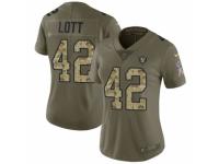 Women Nike Oakland Raiders #42 Ronnie Lott Limited Olive/Camo 2017 Salute to Service NFL Jersey