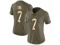 Women Nike Oakland Raiders #7 Marquette King Limited Olive/Gold 2017 Salute to Service NFL Jersey