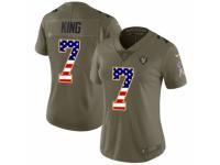 Women Nike Oakland Raiders #7 Marquette King Limited Olive/USA Flag 2017 Salute to Service NFL Jersey
