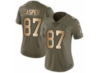 Women Nike Oakland Raiders #87 Dave Casper Limited Olive/Gold 2017 Salute to Service NFL Jersey