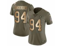 Women Nike Oakland Raiders #94 Eddie Vanderdoes Limited Olive/Gold 2017 Salute to Service NFL Jersey