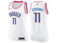 Women Nike Oklahoma City Thunder #11 Detlef Schrempf Swingman White/Pink Fashion NBA Jersey