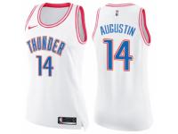 Women Nike Oklahoma City Thunder #14 D.J. Augustin Swingman White/Pink Fashion NBA Jersey