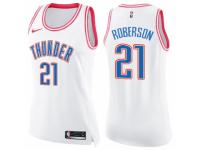 Women Nike Oklahoma City Thunder #21 Andre Roberson Swingman White/Pink Fashion NBA Jersey
