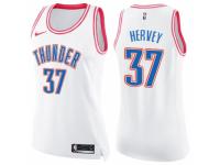Women Nike Oklahoma City Thunder #37 Kevin Hervey Swingman White-Pink Fashion NBA Jersey