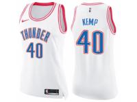 Women Nike Oklahoma City Thunder #40 Shawn Kemp Swingman White/Pink Fashion NBA Jersey