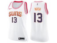 Women Nike Phoenix Suns #13 Steve Nash Swingman White/Pink Fashion NBA Jersey