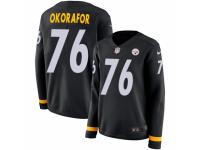 Women Nike Pittsburgh Steelers #76 Chukwuma Okorafor Limited Black Therma Long Sleeve NFL Jersey