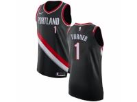 Women Nike Portland Trail Blazers #1 Evan Turner Black Road NBA Jersey - Icon Edition