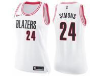 Women Nike Portland Trail Blazers #24 Anfernee Simons Swingman White-Pink Fashion NBA Jersey