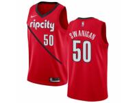 Women Nike Portland Trail Blazers #50 Caleb Swanigan Red  Jersey - Earned Edition