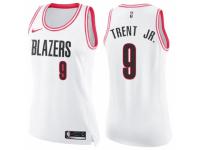 Women Nike Portland Trail Blazers #9 Gary Trent Jr. Swingman White-Pink Fashion NBA Jersey