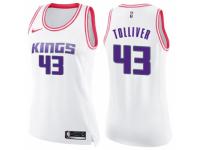 Women Nike Sacramento Kings #43 Anthony Tolliver Swingman White/Pink Fashion NBA Jersey