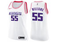 Women Nike Sacramento Kings #55 Jason Williams Swingman White/Pink Fashion NBA Jersey