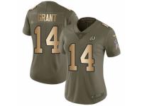 Women Nike Washington Redskins #14 Ryan Grant Limited Olive/Gold 2017 Salute to Service NFL Jersey