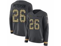 Women Nike Washington Redskins #26 Adrian Peterson Limited Black Salute to Service Therma Long Sleeve NFL Jersey