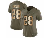 Women Nike Washington Redskins #28 Darrell Green Limited Olive/Gold 2017 Salute to Service NFL Jersey