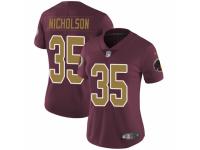 Women Nike Washington Redskins #35 Montae Nicholson Burgundy Red-Gold Number Alternate 80TH Anniversary Vapor Untouchable Limited Player NFL Jersey