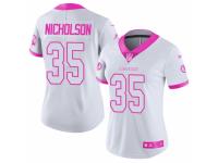 Women Nike Washington Redskins #35 Montae Nicholson Limited White-Pink Rush Fashion NFL Jersey