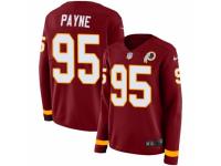 Women Nike Washington Redskins #95 DaRon Payne Limited Burgundy Therma Long Sleeve NFL Jersey