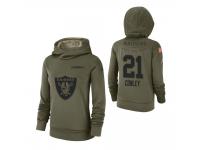 Women Oakland Raiders #21 Gareon Conley 2018 Salute to Service Olive Team Logo Pullover Hoodie