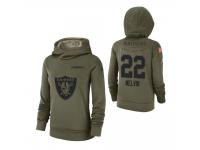 Women Oakland Raiders #22 Rashaan Melvin 2018 Salute to Service Olive Team Logo Pullover Hoodie