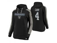 Women Oakland Raiders #4 Derek Carr Navy-Heathered Gray Iconic Color Block Pullover Hoodie