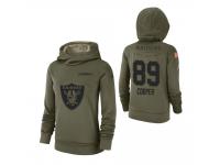 Women Oakland Raiders #89 Amari Cooper 2018 Salute to Service Olive Team Logo Pullover Hoodie