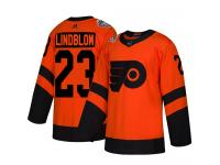 Women Philadelphia Flyers #23 Oskar Lindblom Adidas Orange Authentic 2019 Stadium Series NHL Jersey