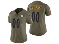 Women Pittsburgh Steelers Olive 2017 Salute To Service Custom Jersey