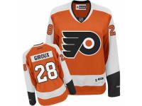 Women Reebok Philadelphia Flyers #28 Claude Giroux Premier Orange Home NHL Jersey