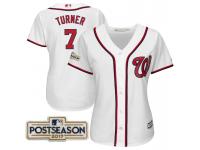 Women Trea Turner #7 Washington Nationals 2017 Postseason White Cool Base Jersey