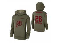 Women Washington Redskins #26 Adrian Peterson 2018 Salute to Service Olive Team Logo Pullover Hoodie